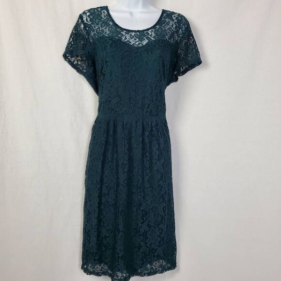 Maurices Women’s Dark Teal Lace Overlay Short Sleeve Dress Size XL - Picture 1 of 8